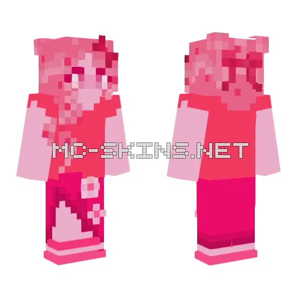 Strawberry Blossom Girl Minecraft skin, front and back