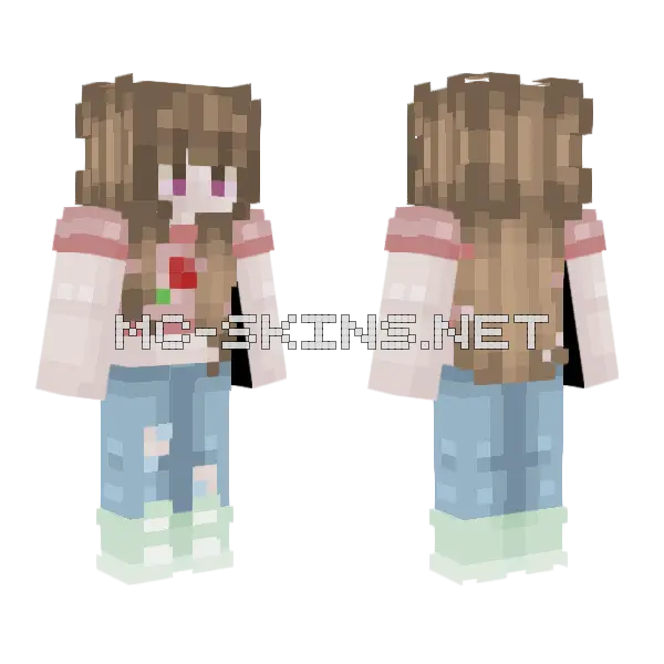 Strawberry Fields Girl Minecraft skin, front and back