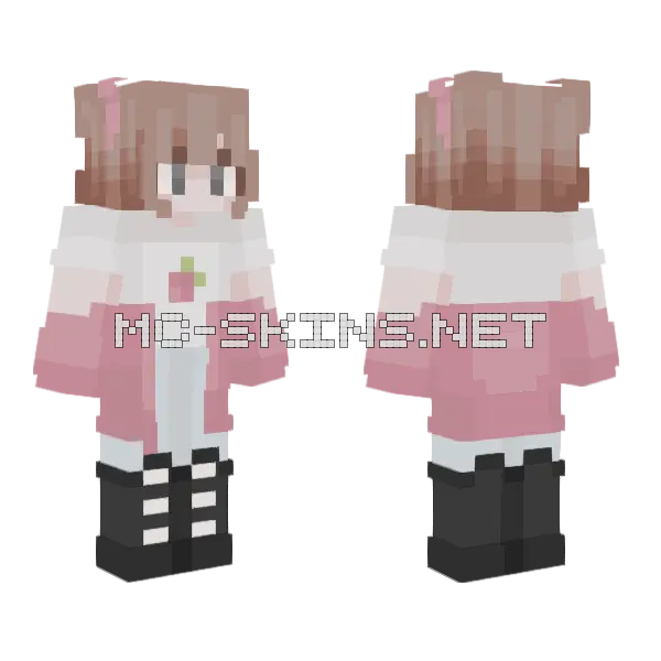 Strawberry Girl Minecraft skin, front and back