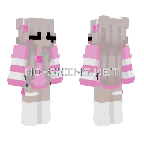 Strawberry Girl Minecraft skin, front and back