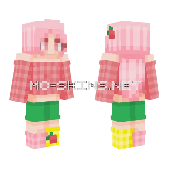 Strawberry Girl Minecraft skin, front and back