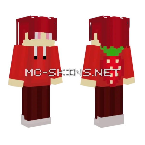 Strawberry Guy Minecraft skin, front and back