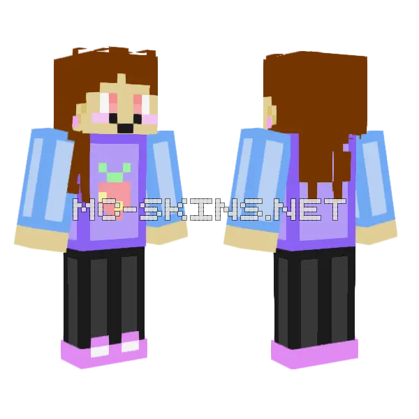 Strawberry Hoodie Girl Minecraft skin, front and back