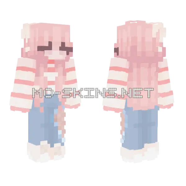 Strawberry Ice Cream Girl Minecraft skin, front and back