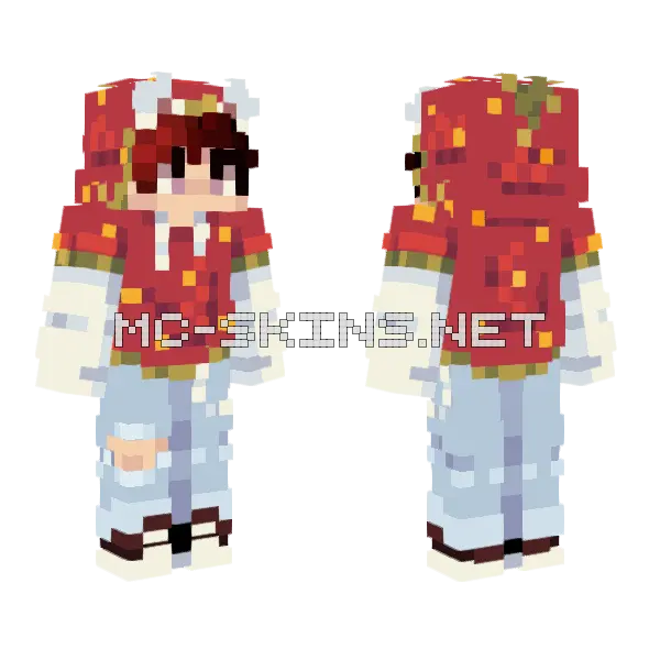 Strawberry Milkshake Minecraft skin, front and back