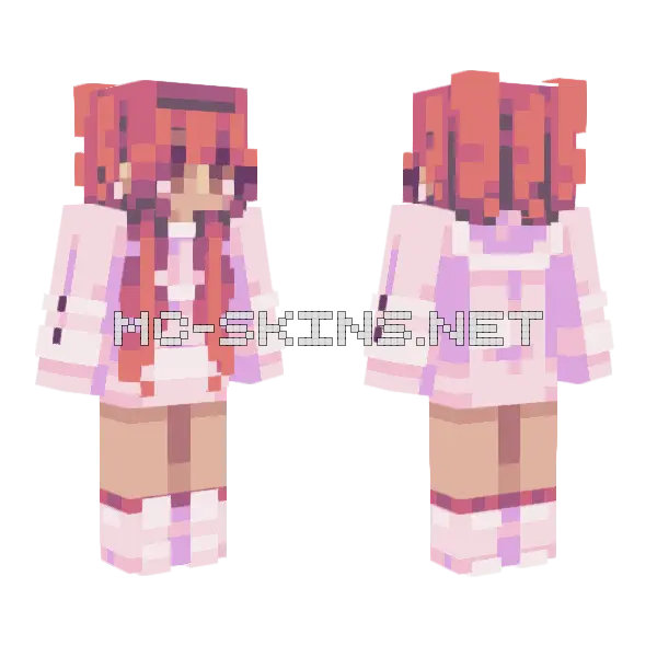 Strawberry Milkshake Minecraft skin, front and back