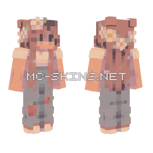Strawberry Picking Girl Minecraft skin, front and back