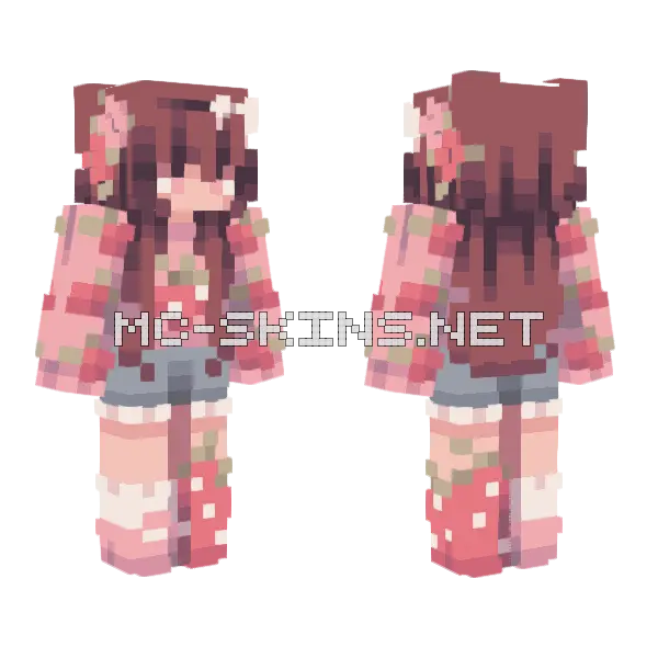 Strawberry Picking Persona Minecraft skin, front and back