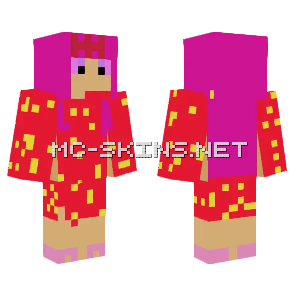 Strawberry Princes Minecraft skin, front and back