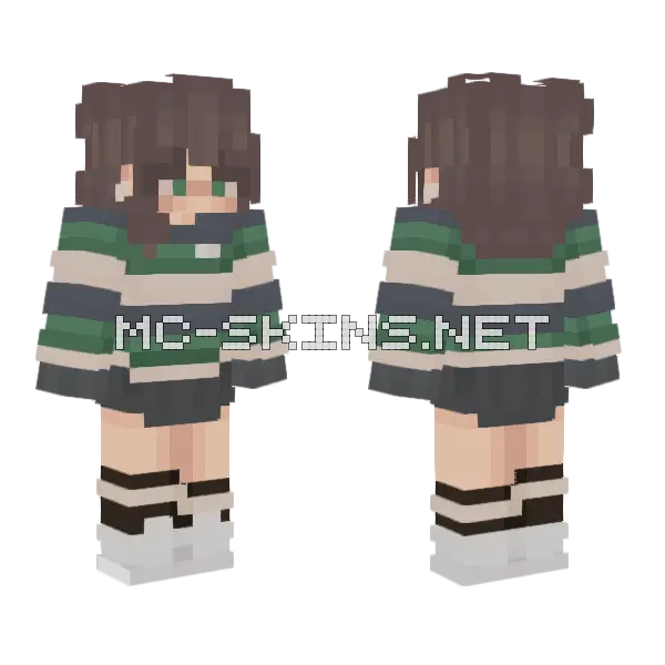Stripey Green Minecraft skin, front and back