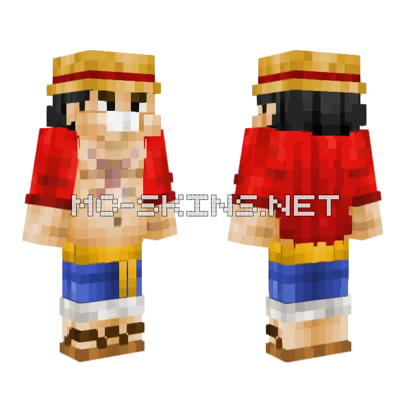 Stuffed Strawhat Luffy Minecraft skin, front and back
