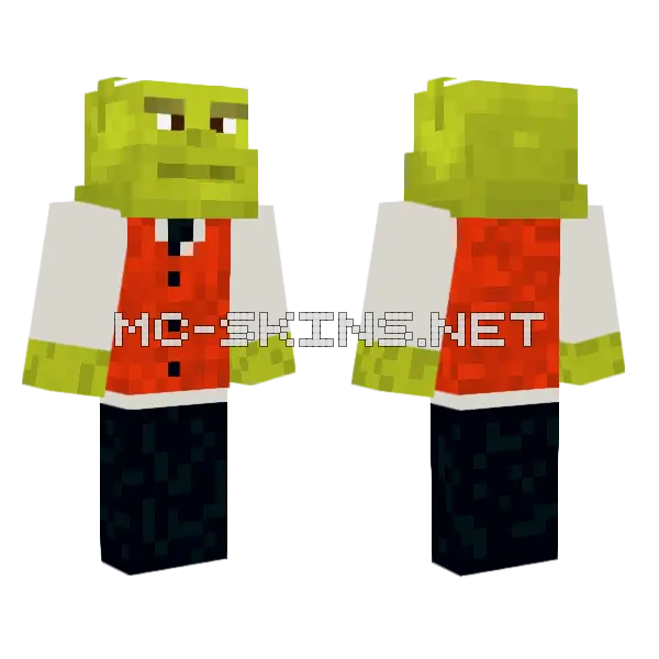 Suited Shrek Red Minecraft skin, front and back