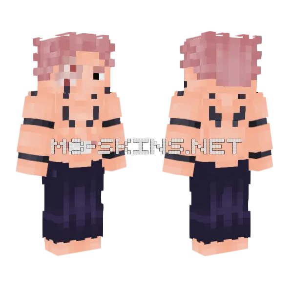 Sukuna Jujutsu Kaisen Minecraft skin, front and back