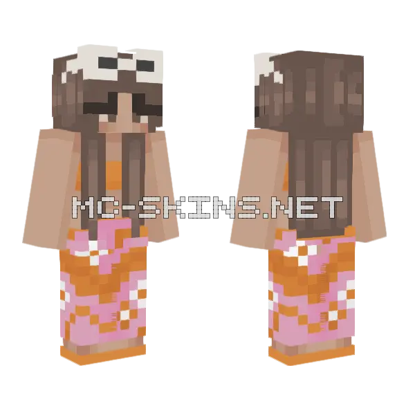 Summer Beach Girl V2 Minecraft skin, front and back