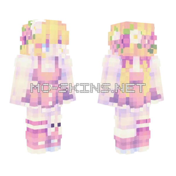 Summer Blush Girl Minecraft skin, front and back
