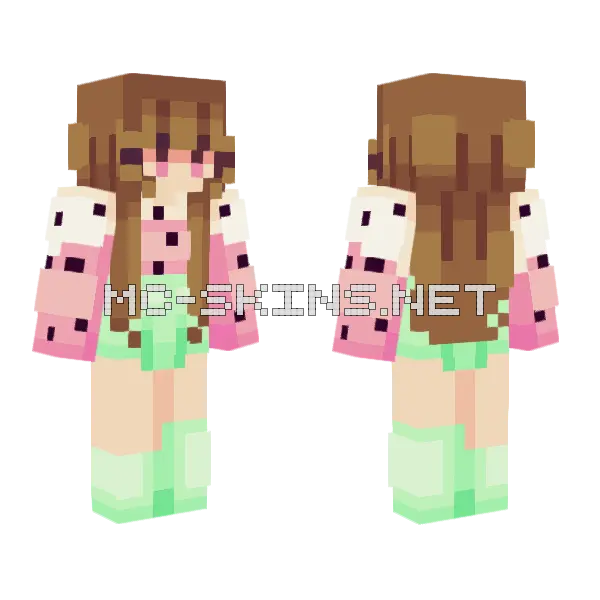 Summer Boba Girl Minecraft skin, front and back