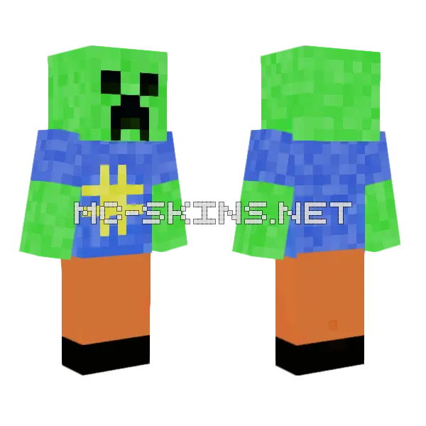 Summer Creeper Minecraft skin, front and back