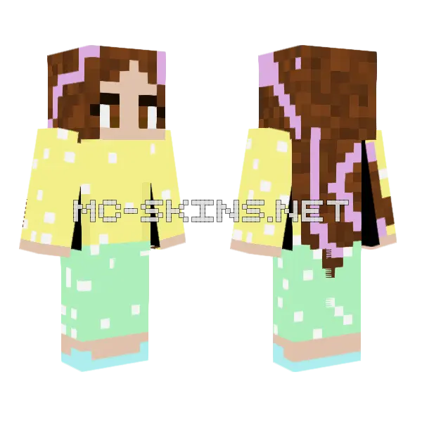 Summer Girl Minecraft skin, front and back