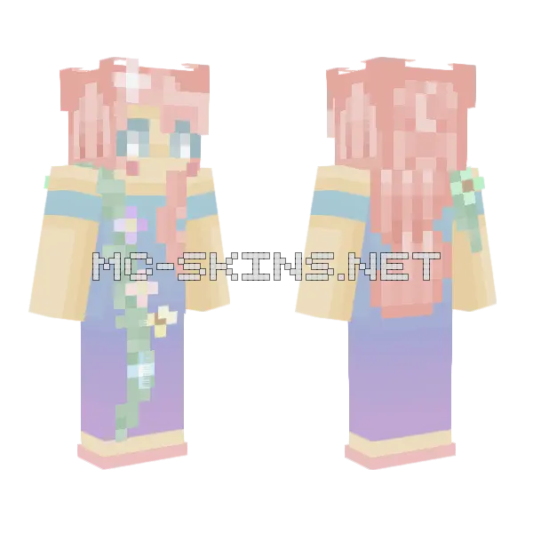 Summer Girl By Seashore Minecraft skin, front and back