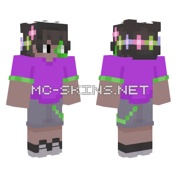 Summer Life Green Minecraft skin, front and back