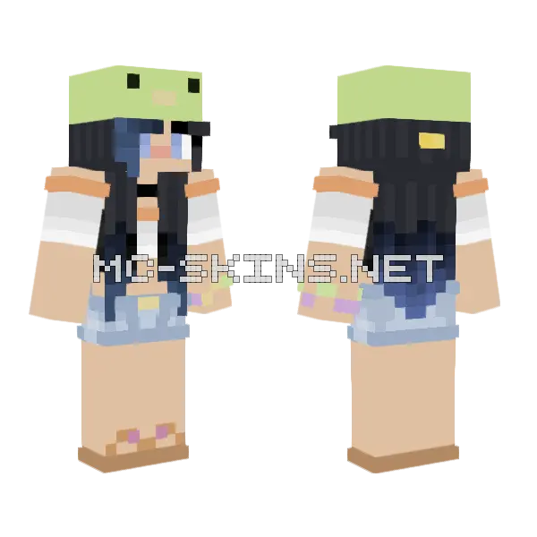 Summer Penguin Girl Minecraft skin, front and back