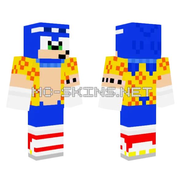 Summer Sonic V2 Minecraft skin, front and back