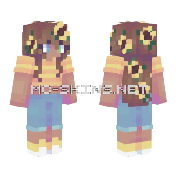 Summer Sunflowers Minecraft skin, front and back