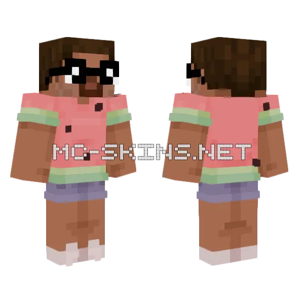 Summer Watermelon Steve Minecraft skin, front and back