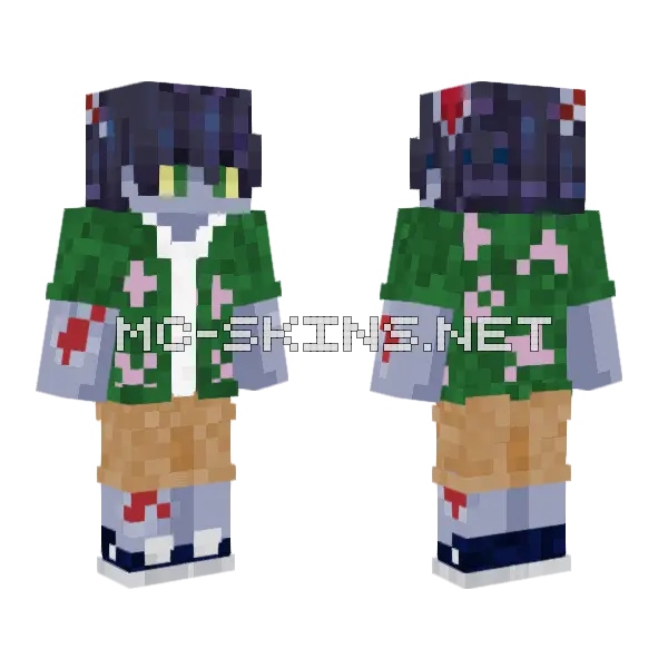 Summer Zombie Minecraft skin, front and back