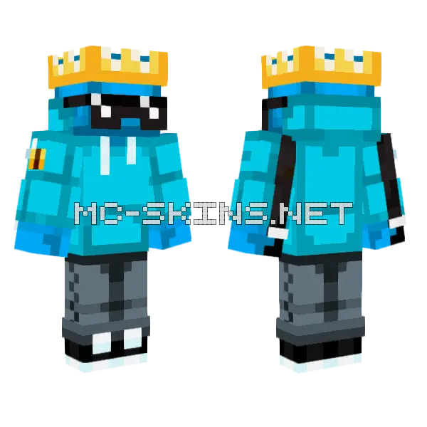 Sumsarmc Blue Robot Minecraft skin, front and back