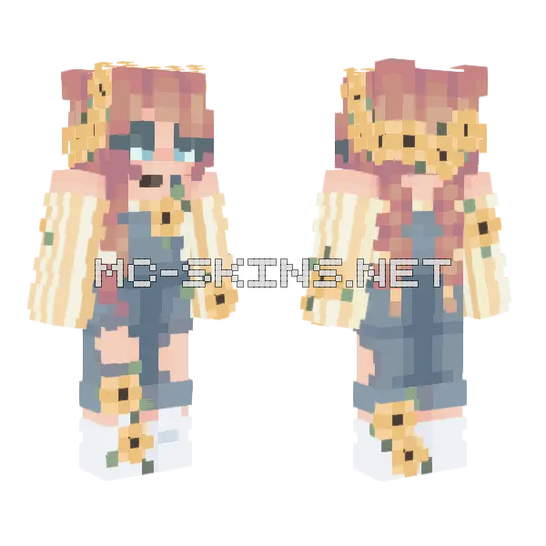 Sunflower Girl Minecraft skin, front and back
