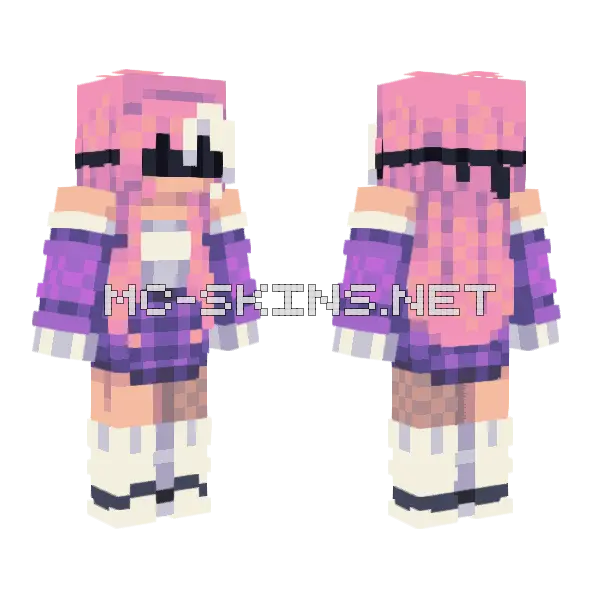 Sunseam Sfa98 Pink Hair Minecraft skin, front and back