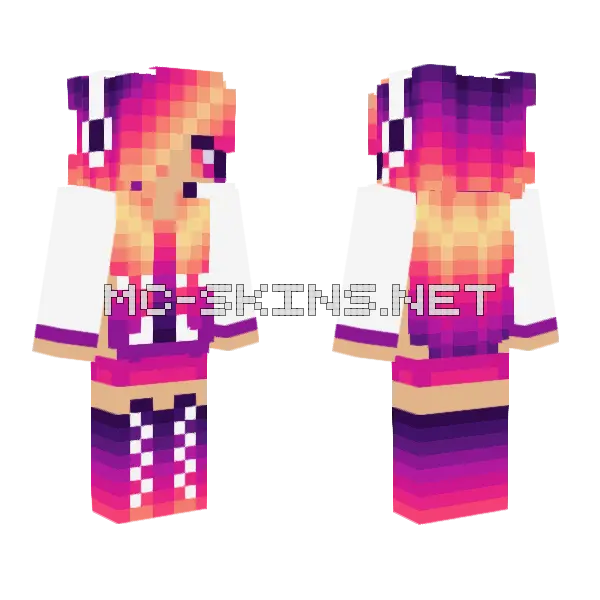 Sunset Gradient Girl Minecraft skin, front and back