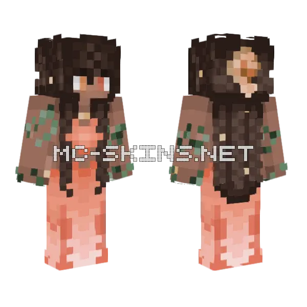 Sunset Mermaid Minecraft skin, front and back