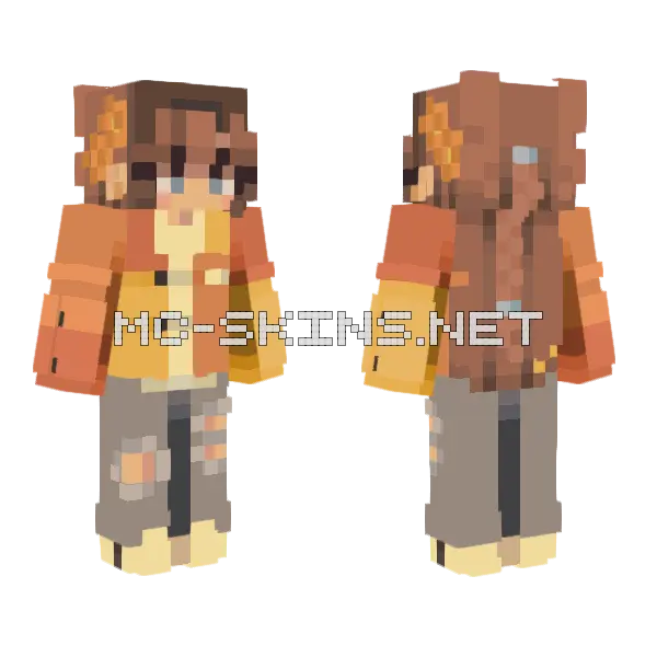 Sunset Varsity Raffle Minecraft skin, front and back