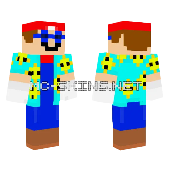 Sunshine Mario Minecraft skin, front and back