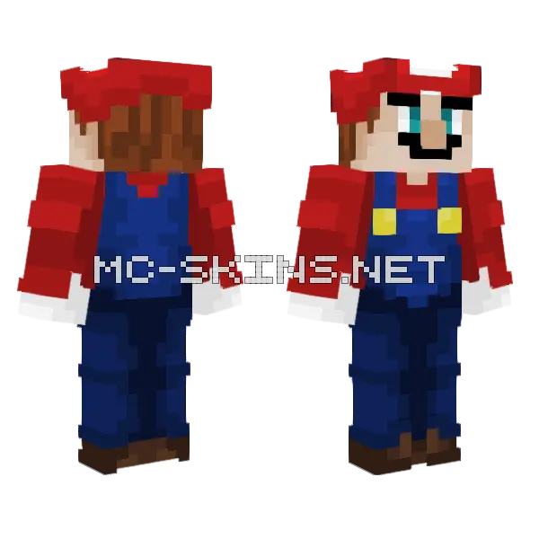 Super Mario Minecraft skin, front and back