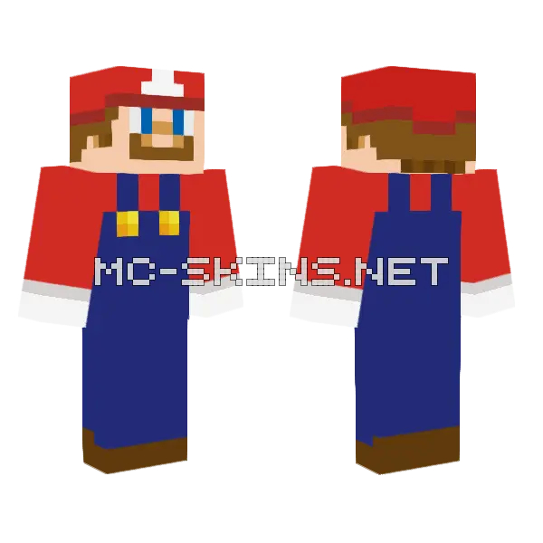 Super Mario Minecraft skin, front and back