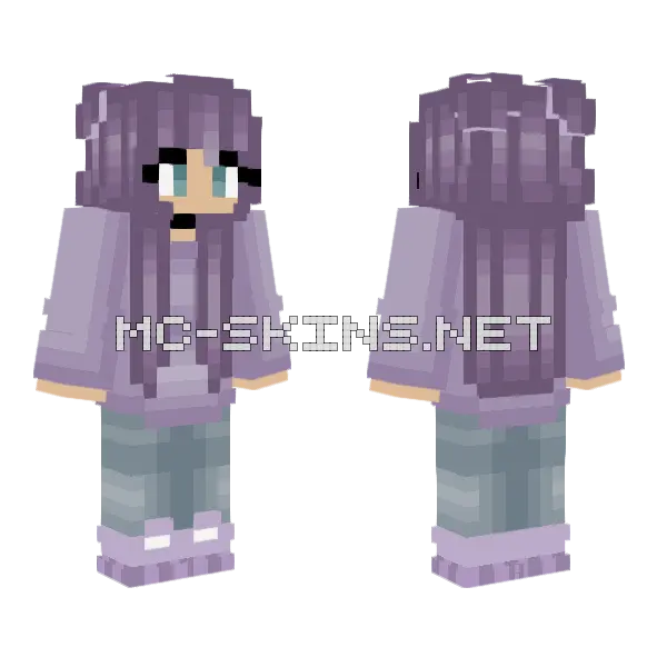 Super Purple Girl Minecraft skin, front and back