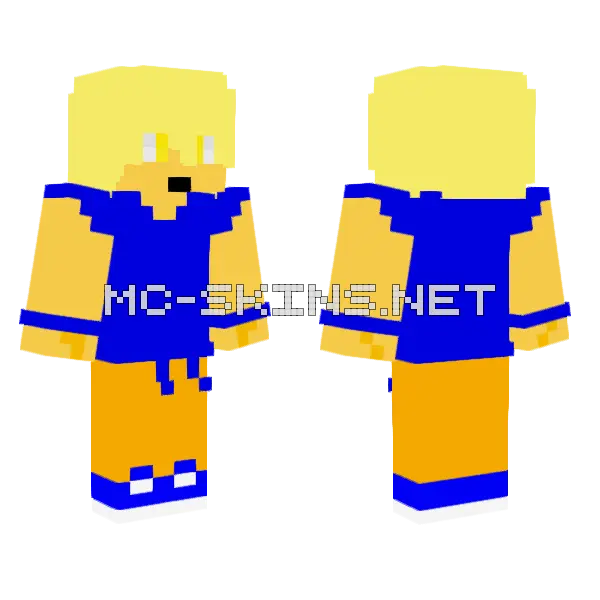 Super Saiyan 2 Goku Minecraft skin, front and back