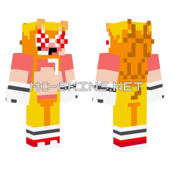 Super Sonic 2 Minecraft skin, front and back