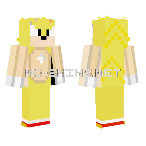 Super Sonic Minecraft skin, front and back