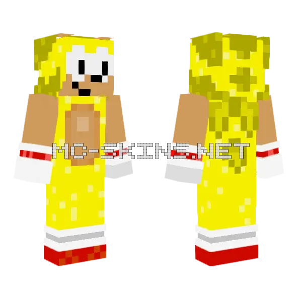 Super Sonic Minecraft skin, front and back