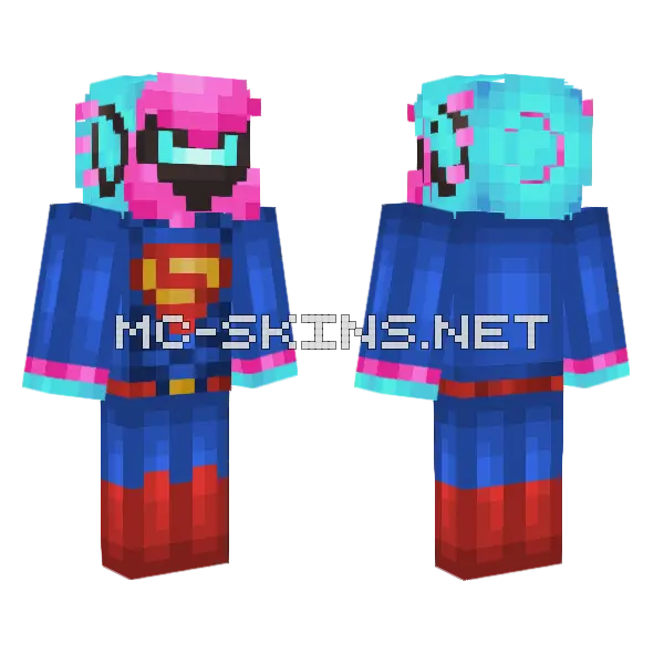 Superman With Pink Accents Minecraft skin, front and back