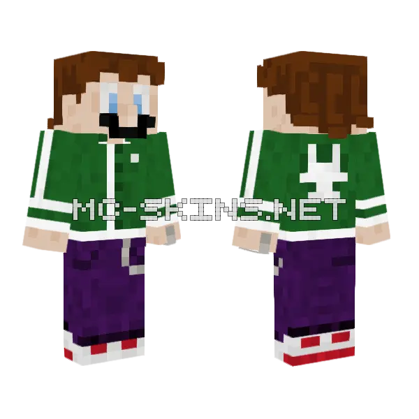 Swag Luigi Minecraft skin, front and back