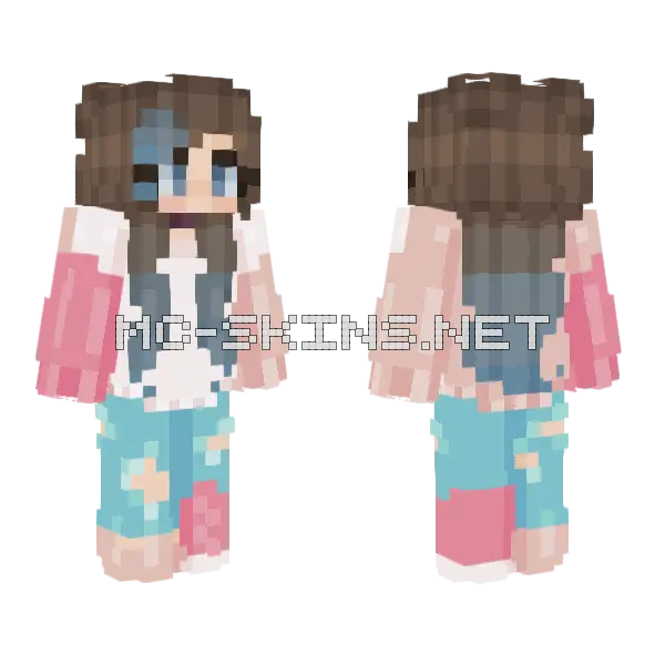 Sweat Color Block Jess Minecraft skin, front and back
