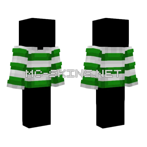Sweater Base White Gray Green Stripes Minecraft skin, front and back