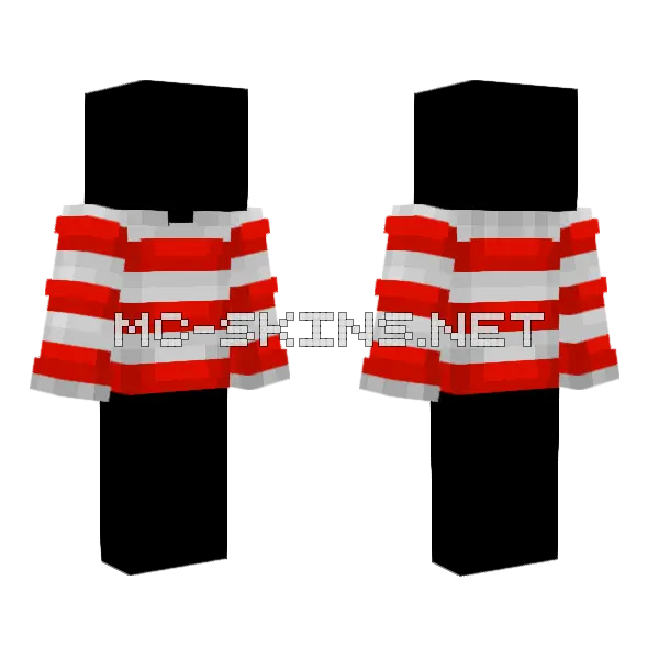 Sweater Base White Gray Red Stripes Minecraft skin, front and back