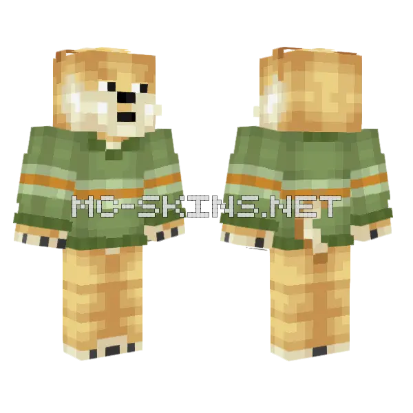 Sweater Doge Minecraft skin, front and back