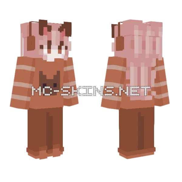 Sweet Caramel Cat Minecraft skin, front and back